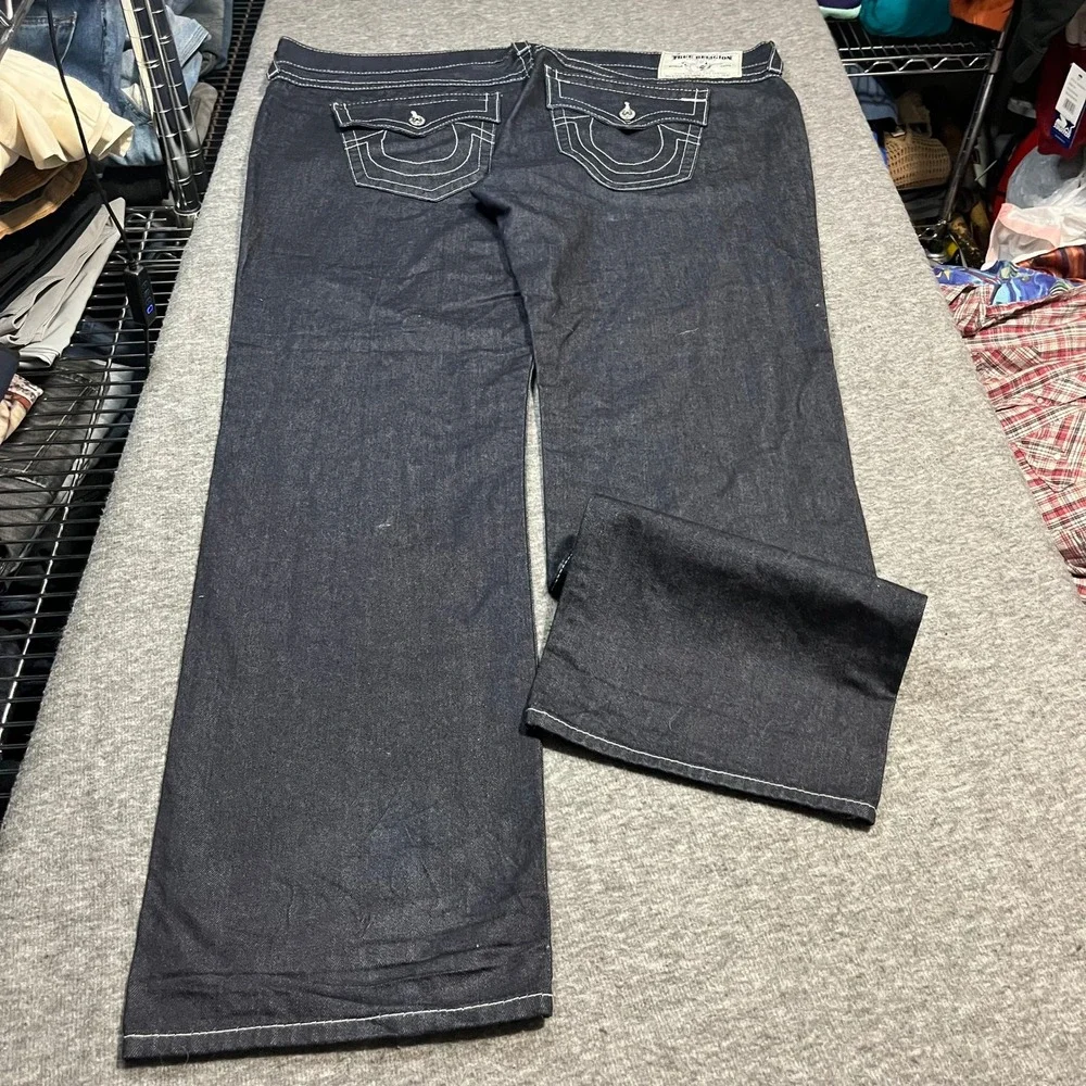True Religion Section Skinny Jeans Mens 46x35 Indigo Blue Contrast Stitch Denim